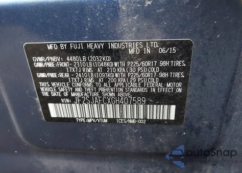 2016 Subaru Forester 2.5I Premium из США, поврежденный, VIN JF2SJAFCXGH407589